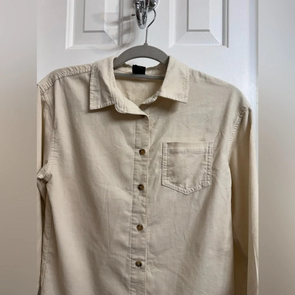 Corduroy! NEW Girl's Art Class Ivory Soft Corduroy Button Up Long Sleeves Shirt - Picture 10 of 14